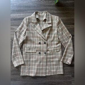 Plaid Double-Breasted Women's Blazer